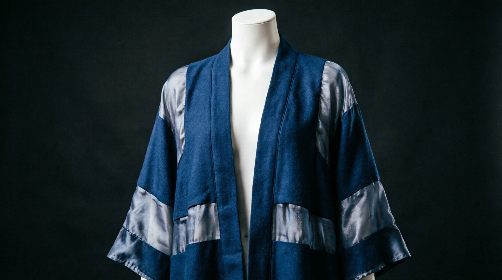 Navy Blue Satin Evening Abaya