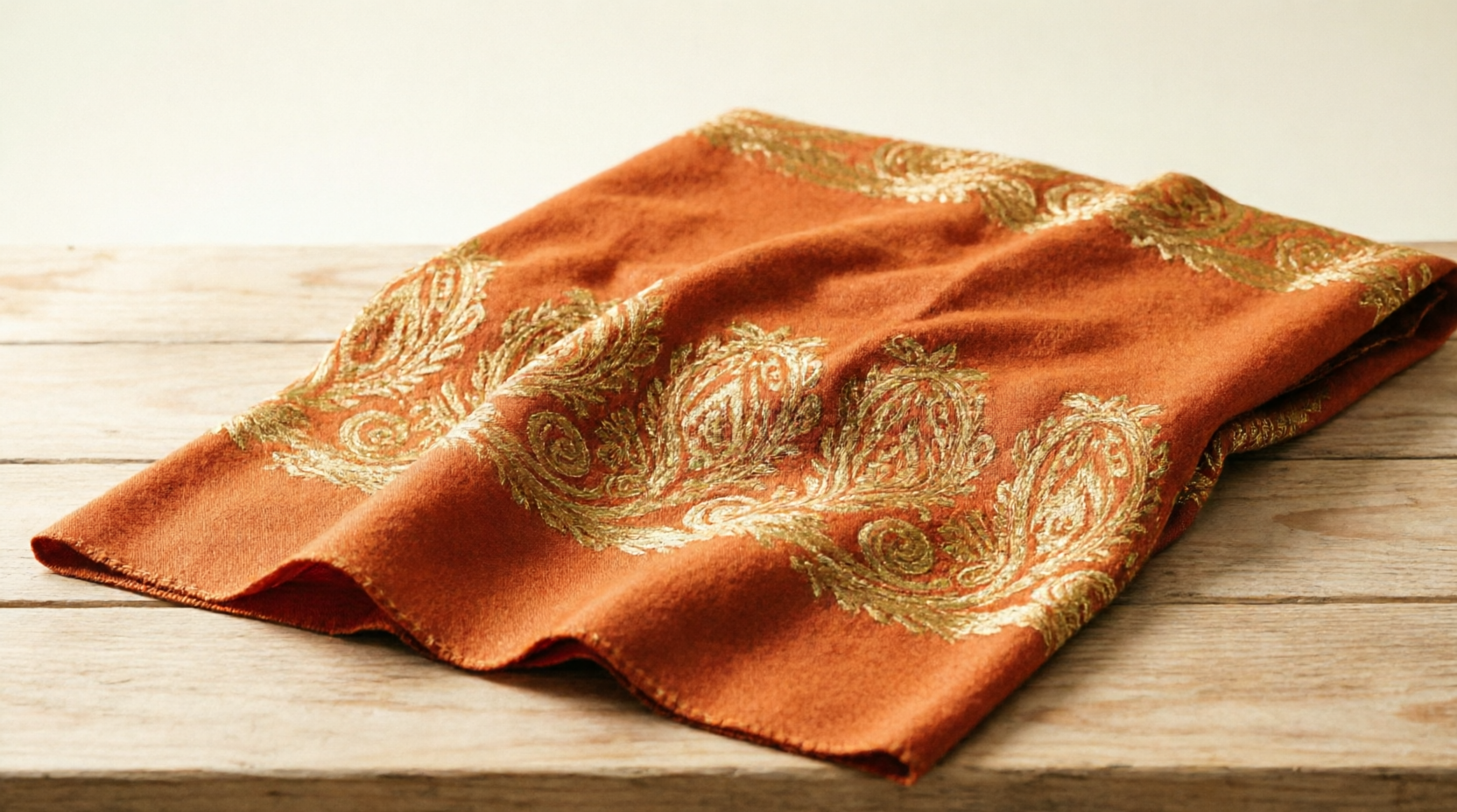 Saffron Orange Paisley Pashmina